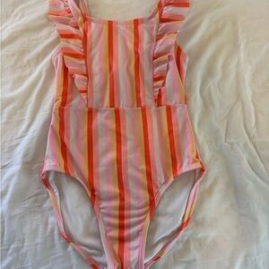 Cat and Jack girls striped Pink and Orange Swimsuit